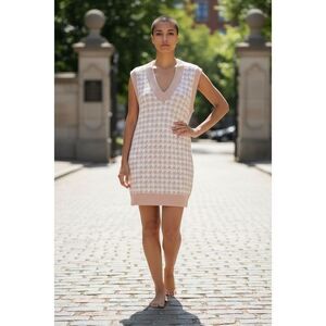 Abercrombie & Fitch Sweater Vest Preppy Dress M Houndtooth